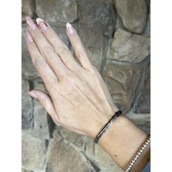 Vintage Native Navajo Sterling Silver Cuff Rope Bracelet Unsigned - Picture 3 of 10